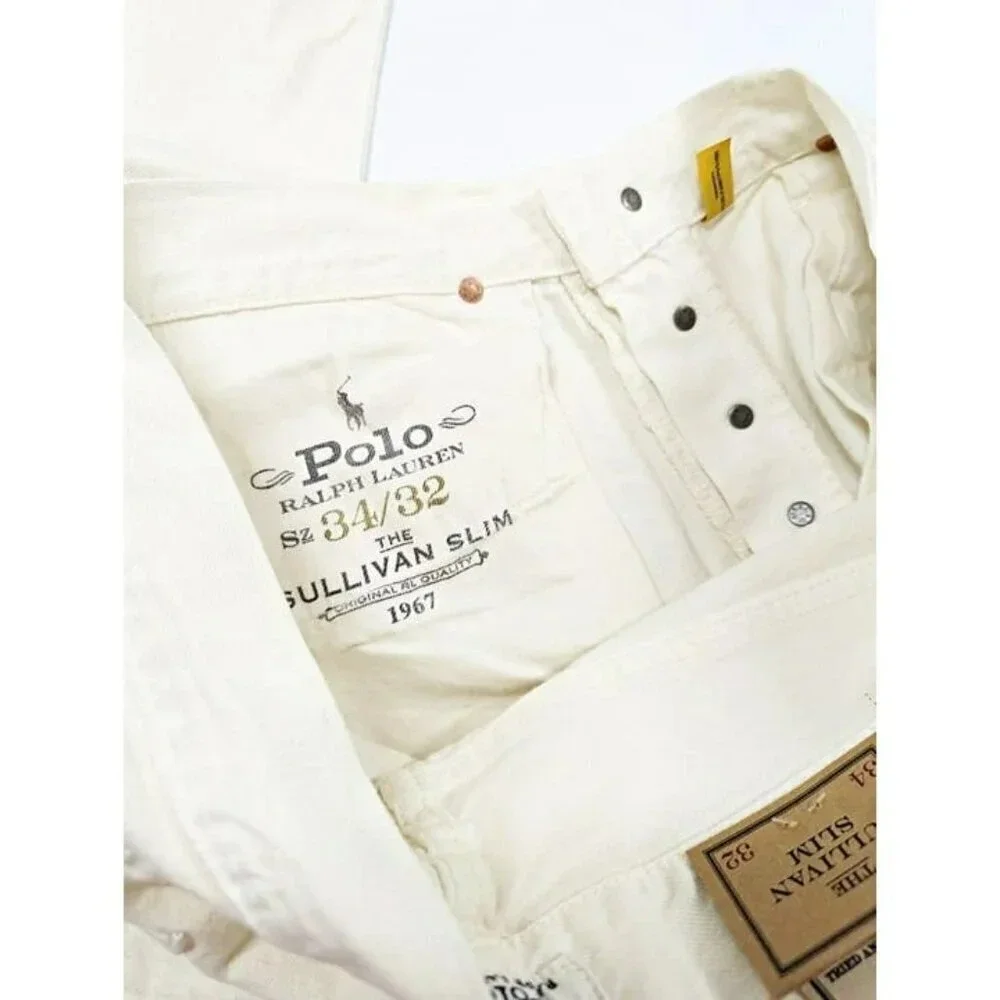 Polo Ralph Lauren Men's Sullivan Slim Distressed Jean White Size 34 (MSRP $198)